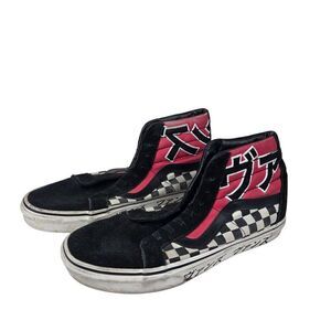 Vans Japanese Checkerboard Sk8 Hi Top Sneakers Black Red Mens Size 9